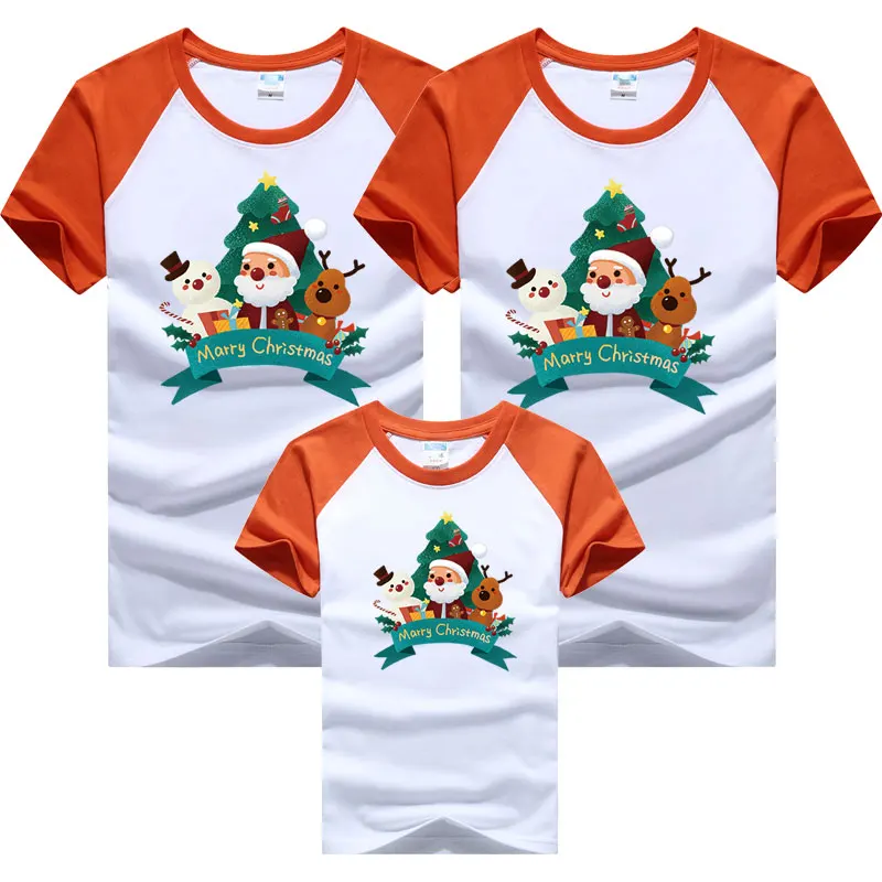 Camisetas navideñas para parejas, ropa a juego para la familia, camiseta de algodón suave y cómoda de manga corta con diseño de Papá Noel y ciervo, conjuntos familiares