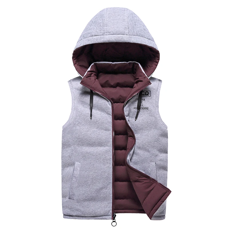 ジャケット・アウター Hooded Down Vest Men's Vest Hooded Winter Down Vest Casual Solid Men's