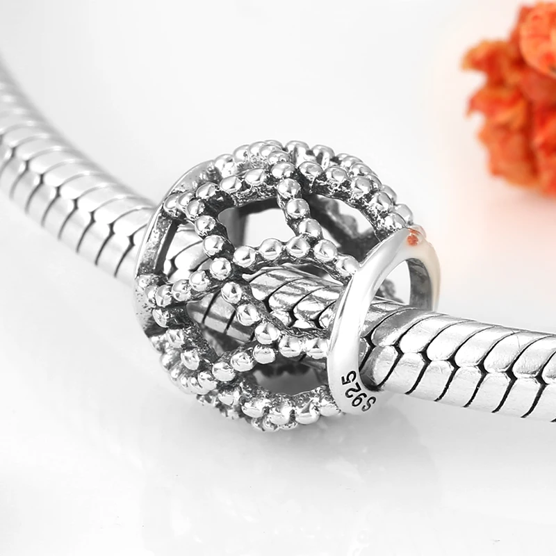 Аутентичные стерлингового серебра 925 полые очаровательный круглый Форма тонкие Бусины Подходят Pandora браслет ювелирных изделий