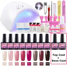 Penuh Manicure Set dengan Lampu 36W Gel Nail Polish Set Alat Manicure Set untuk Kuku 8 Pcs Gel bahasa Polandia Semua untuk Manikur Kuku Seni(China)