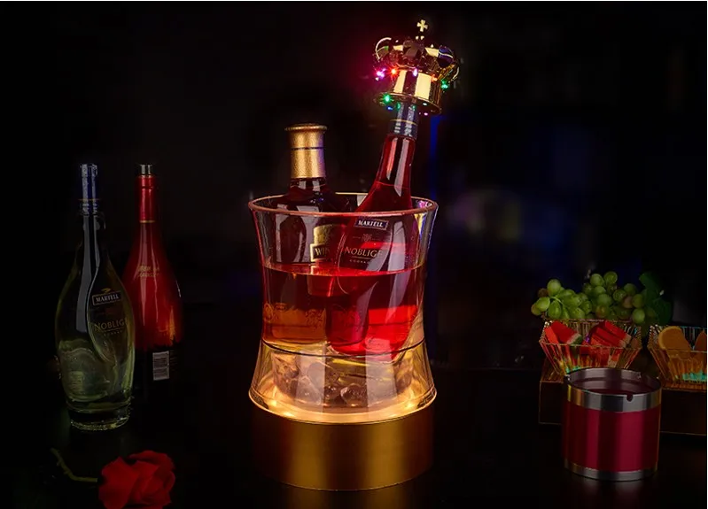 Перезаряжаемый Ведерко для льда, светодиодный RGB светильник, охладитель льда для шампанского, вина, напитков, пива, бара, вечерние инструменты