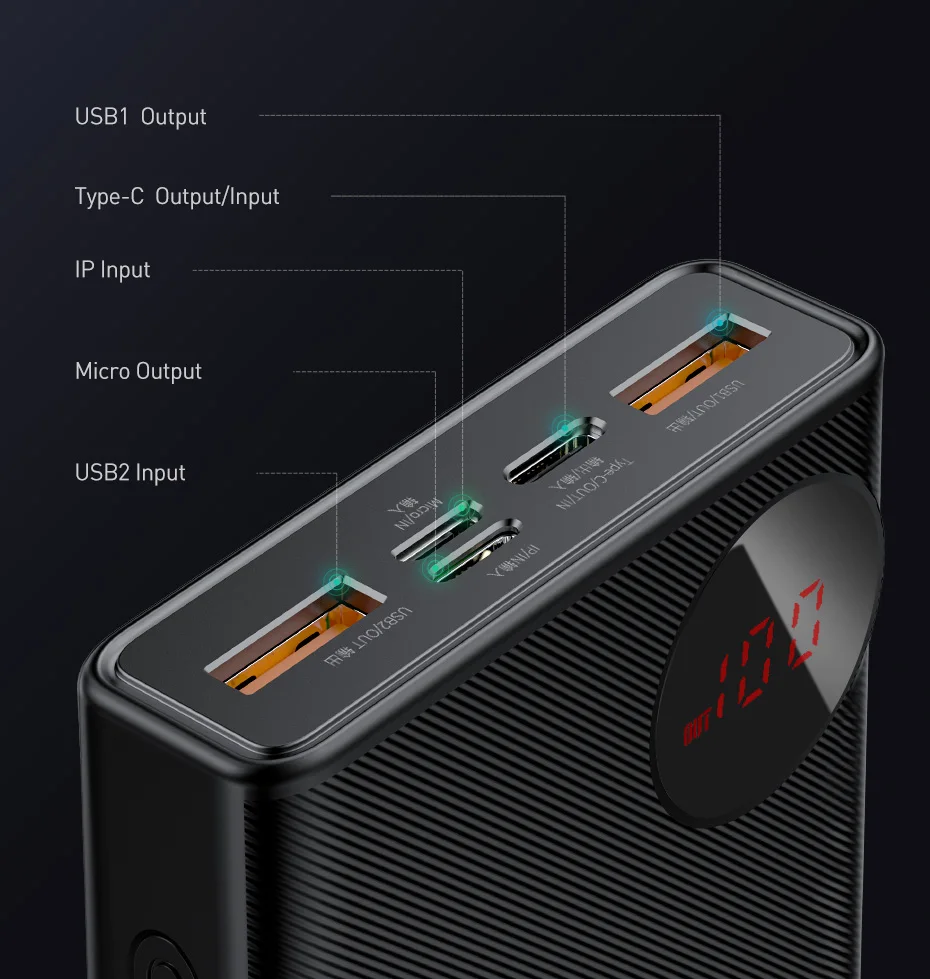 Baseus 20000 мАч Внешний аккумулятор Quick Charge 4,0 3,0 внешний аккумулятор USB PD Быстрая зарядка внешний аккумулятор портативное зарядное устройство для телефонов Xiao