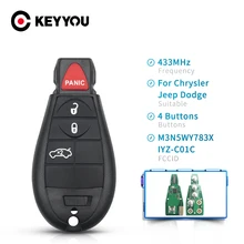 Keyyou m3n5wy783x IYZ-C01C 3 + 1 4 botões fob 433 mhz para dodge jeep chrysler 300 carregador magnum controle remoto inteligente chave do carro