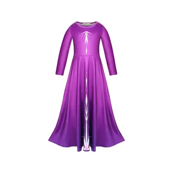 

Long Sleeve Purple Girls Dress Halloween Costume Child Christmas Children Maxi A-Line Infant Chrismas Kids Holiday Dress
