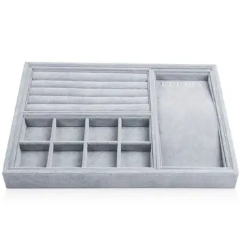

Flannel Jewlery Showcase Tray Ring Necklace Stud Earring Display Organizer