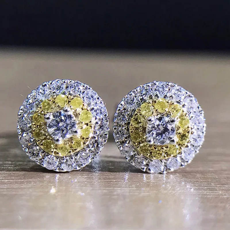 CAOSHI Dainty Female Stud Earrings with Shiny Yellow Crystal CZ Temperament Women Accessories for Party Luxury Lady Jewelry Gift
