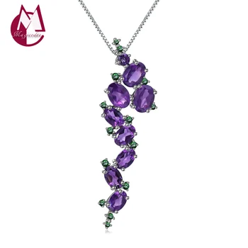 

Amethyst Pure 925 Sterling Silver Inlaid Natural Stone Wedding Necklace Pendant Fine Jewelry Women Collares Para Mujer 2020 P02
