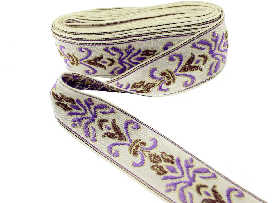 white-purple 5 ярдов/лот ширина 3 см кружева Национальная вышивка копье цветы лямки DIY ручной работы ленты декоративные аксессуары для ткани - Цвет: white-purple