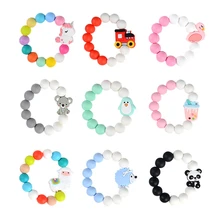 

Animal Silicone Bracelet Teether Baby Teether Bell Toys Teething Stick Silicone Shake Sound Educational Rattle Jingle Teething