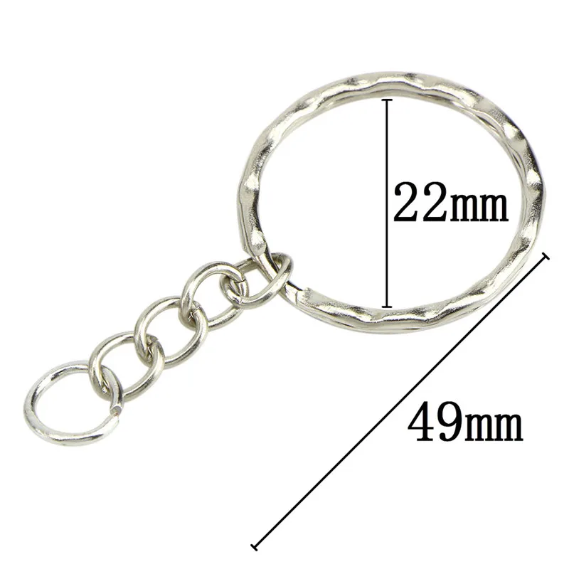 

50pcs Polished Silver Keyring Keychain Split Ring With Short Chain Key Rings Women Men DIY Key Chains