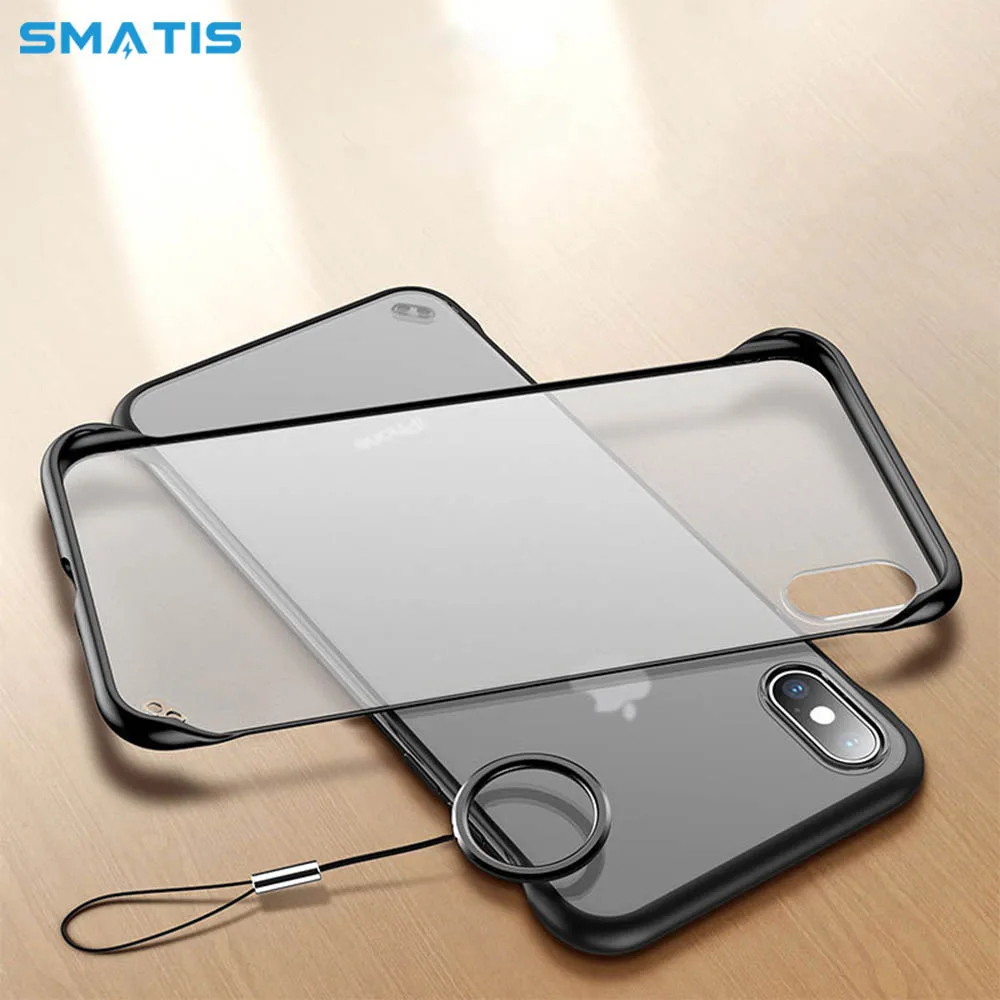 

Phone Case for iPhone 7 8 Plus 6 6s X Ultra Thin Frameless Transparent Matte Cover for iPhone X XR XS Max Case Funda with Ring