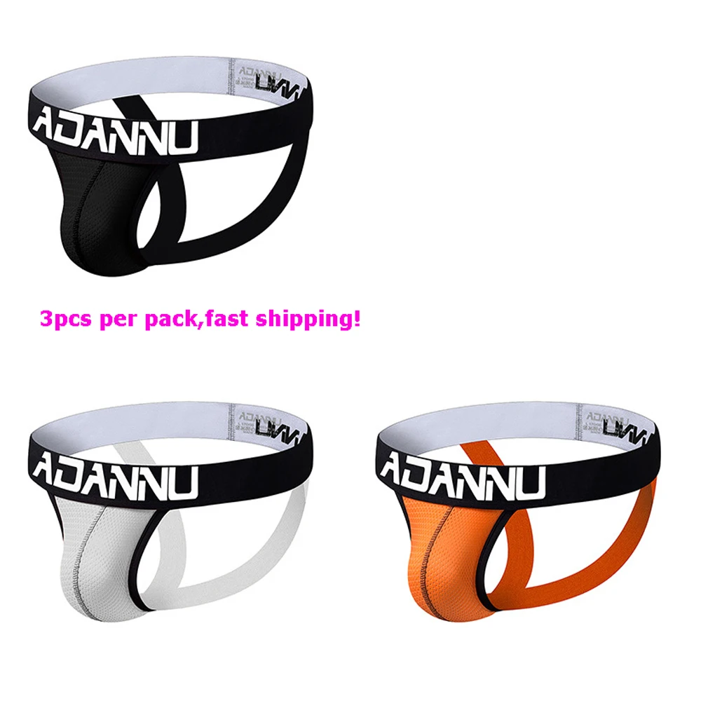 3pcs as photos 3 pcsADANNU, мужское нижнее белье, мягкий сетчатый бандаж, сексуальные мягкие дышащие стринги, трусы, мужские стринги, Cueca, Гей Трусы, нижнее белье, трусы - Цвет: 3pcs as photos