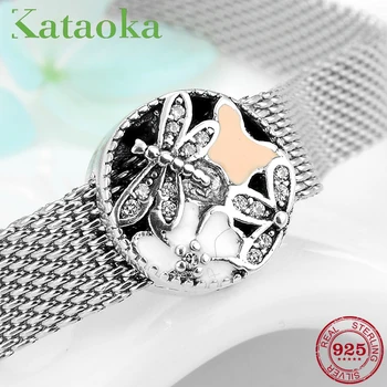 

Spring Dragonfly and butterfly 925 Sterling Silver Flower Charms Clips Beads Fit Original charms reflections Bracelet Jewelry
