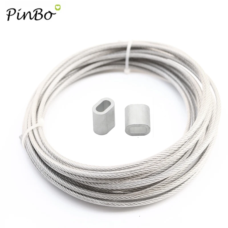 Stainless Steel Wire 5 Meter wire Rope PVC Transparent Coated Cable Stainless Steel rope Clothesline Diameter 0.8mm 1mm 1.5mm 2mm 3mm