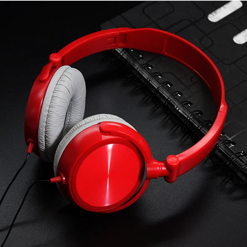 Стерео бас наушники для sony с микрофоном шумоподавления гарнитуры бас звук HiFi музыкальные наушники для iPhone Xiaomi PC - Цвет: Red