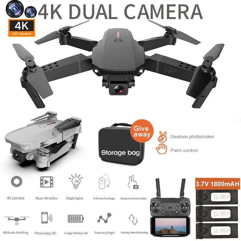 Mini Drone With 4k HD Camera Wide-angle WiFi Drone Real-time Transmission FPV RC Quadcopter Foldable RC Helicopter Toys For Kid