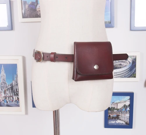 Роскошная женская сумка из коровьей кожи с клапаном винтажный пояс из натуральной кожи с сумкой для монет - Цвет: Dark Brown