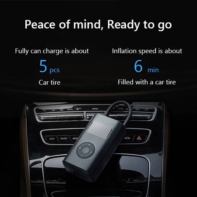  Xiaomi Mijia Electric Air Pump Rechargeable inflator 150PSI Smart Digital Tire Pressure Detection f