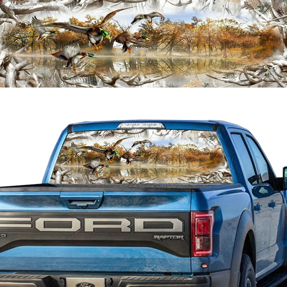Графическая наклейка на заднее стекло автомобиля Mallards Buck Skull Snow Camouflage HuntingPICK-UP TRUCKWindow Tint