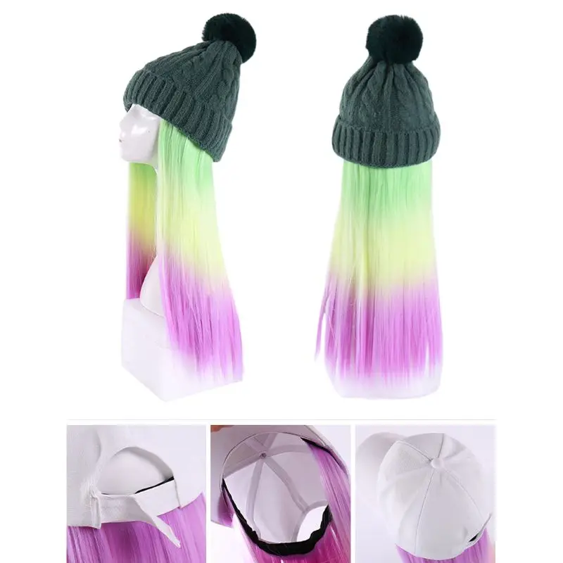 Парик цвета радуги шляпа высокая температура проволока моющаяся вязаная шапка косплей реквизит
