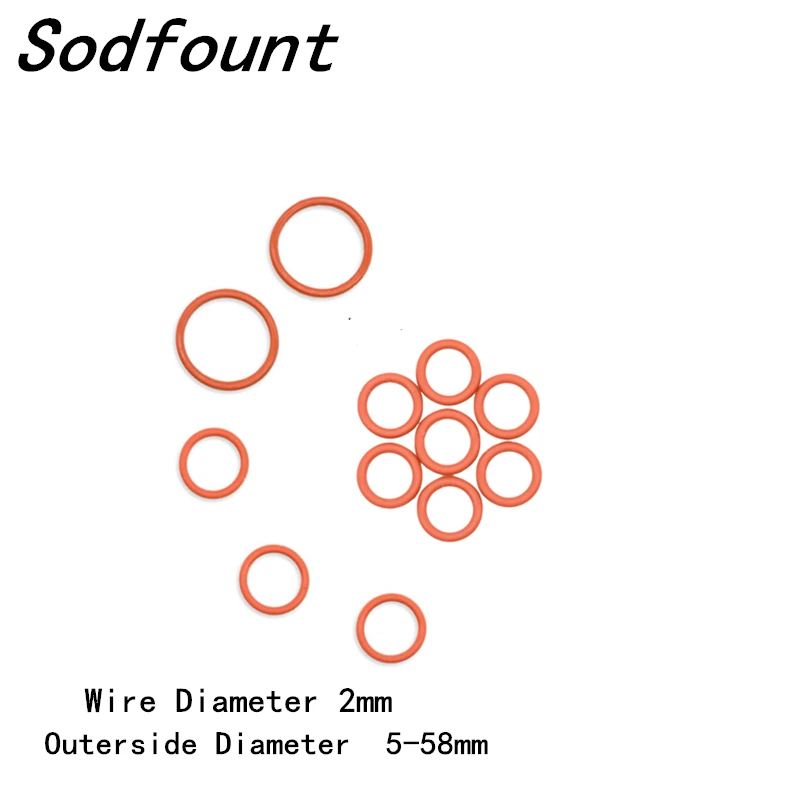Wire Diameter 2mm Od 558mm Red Heat Resistance Rubber O Ring Oring