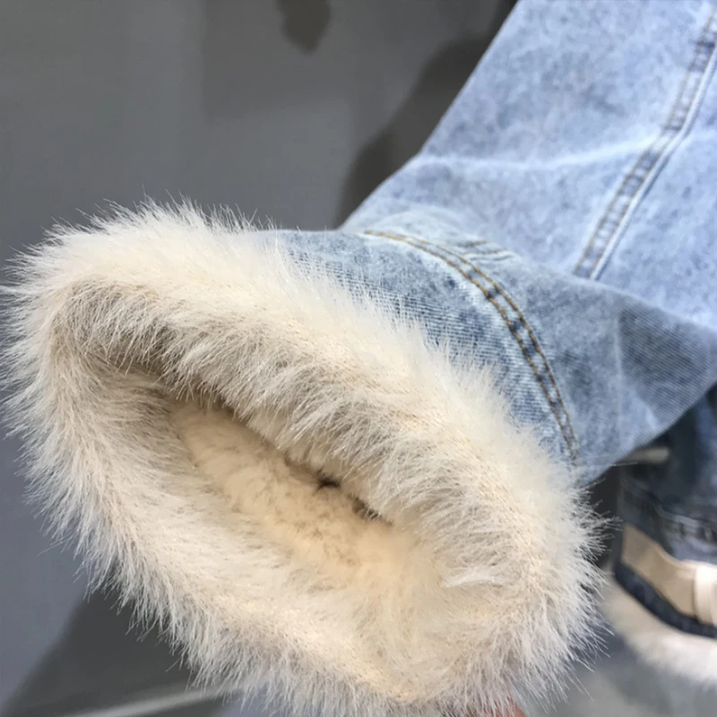 remarkable  Spring Autumn Winter New 2019 Women lambswool jean Coat With Pockets Long Sleeves Warm Jeans Coat O