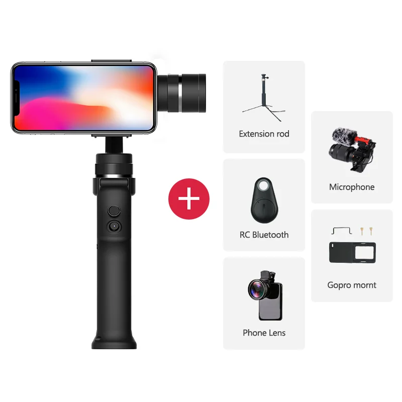 Option 6 Захват funsnap 3 оси ручной карданный стабилизатор Gimbal смартфон для Gopro Sjcam Xiaomi 4k Экшн камеры стабилизатор - Цвет: Option 6