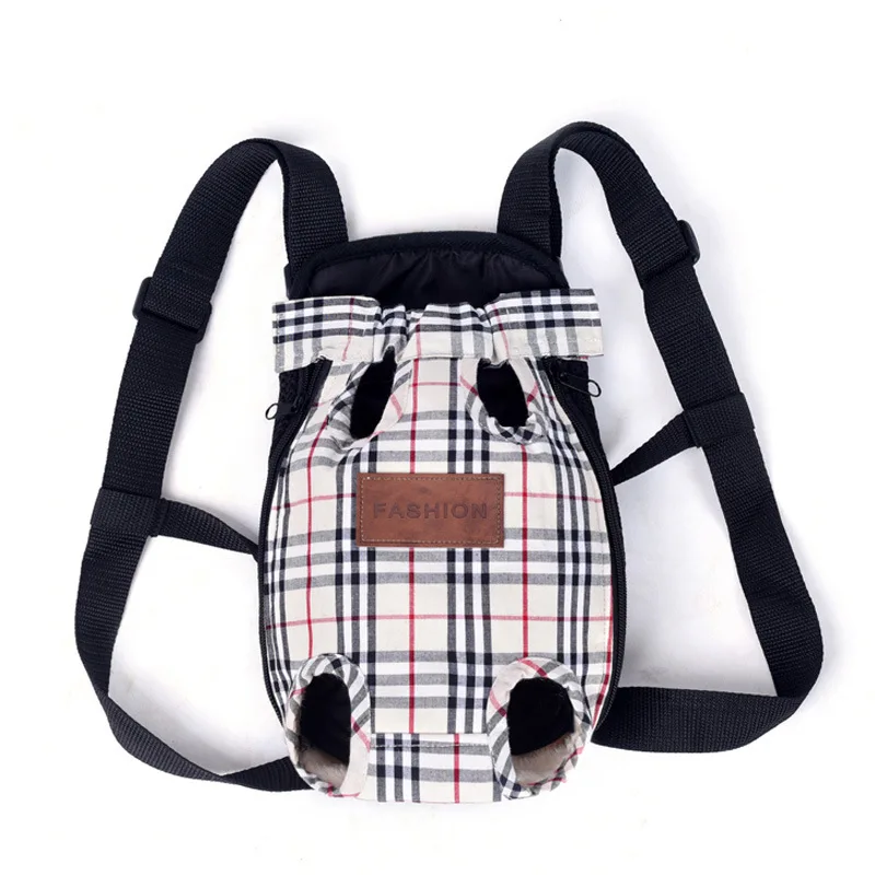 CheckWVelvetNoPocket Pet Dog Front Chest Backpack Five Holes Backpack Check Dog Outdoor Carrier Tote Bag Sling Holder Cat Puppy Dog Carrier - Цвет: CheckWVelvetNoPocket