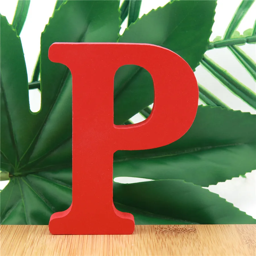 P 1 шт., 10 см, для дня рождения, свадьбы, домашнего декора, деревянные буквы, алфавит, красное имя, дизайн, художественное ремесло, стоящее, сделай сам, надпись, 3,94 дюймов - Цвет: P