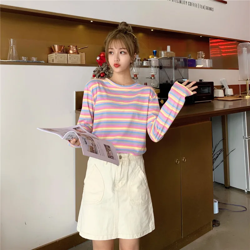 Женская свободная футболка Ulzzang Harajuku модная мягкая универсальная уличная одежда