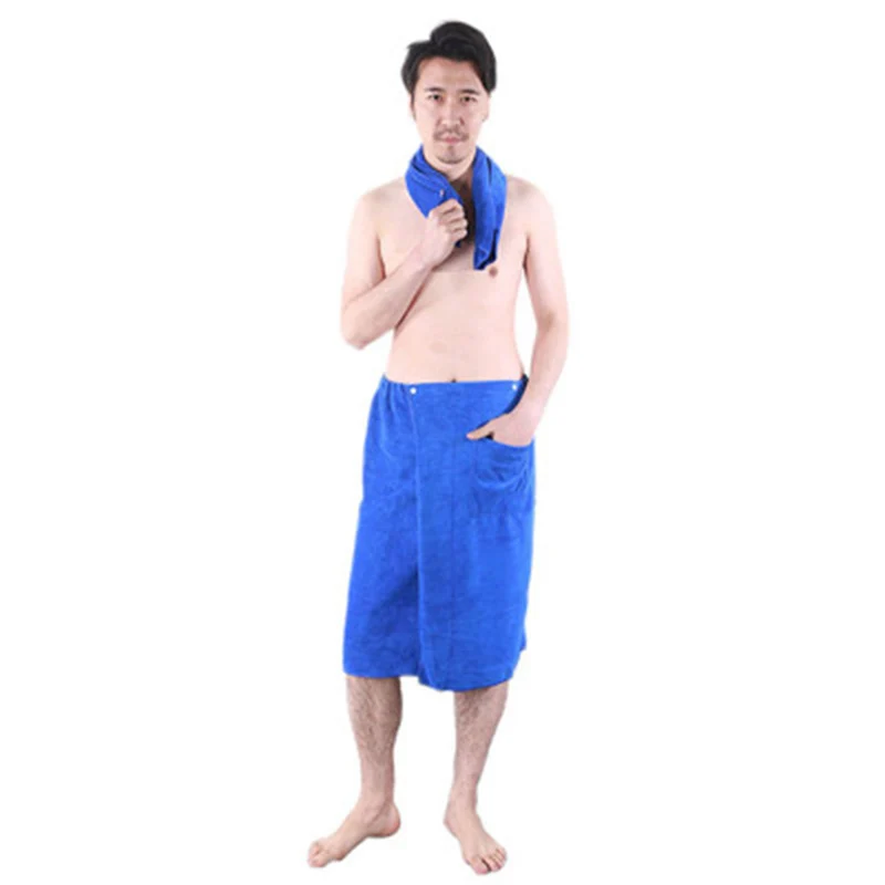 Переносное волшебное банное полотенце с карманами, мягкое пляжное одеяло, юбка для душа, спортивное полотенце s для спортзала, для мужчин MJJ88 - Цвет: blue