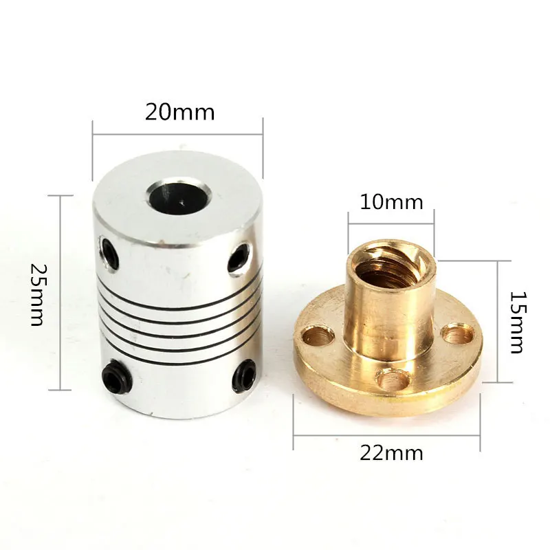 Портативный набор свинцовых винтов из нержавеющей стали T8 300 мм с муфтой вала и установленными шариковыми подшипниками для принтера