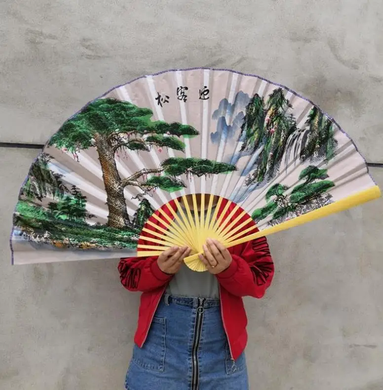 Подвесной вентилятор декоративный вентилятор китайский стиль ремесло шелковая ткань вентилятор большой складной вентилятор жизни c - Цвет: 63x110cm
