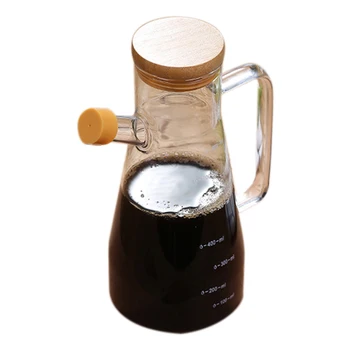 

650Ml Transparent Glass Oil Bottle, with Handle Oil Bottle, Suitable for Kitchen Tools Soy Vinegar Sauce Container