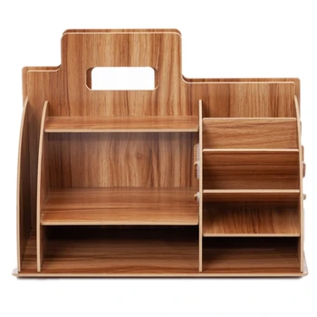 

Wood Desk Organizer Office Bureau Pen Holder Wooden Sorter with Drawer Organizer Pen Pencil Organizer
