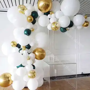 

Latex s 1 4D Golden 104pcs White Dark Green Garland Kit Gold Confetti Birthday Baby Shower Wedding Party Decor