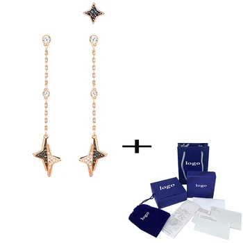 

SWA New Star Symbol Earrings Long Asymmetric Earrings Fashion Lady Jewelry Personality Simple Simple Wild Gift Unique Retro