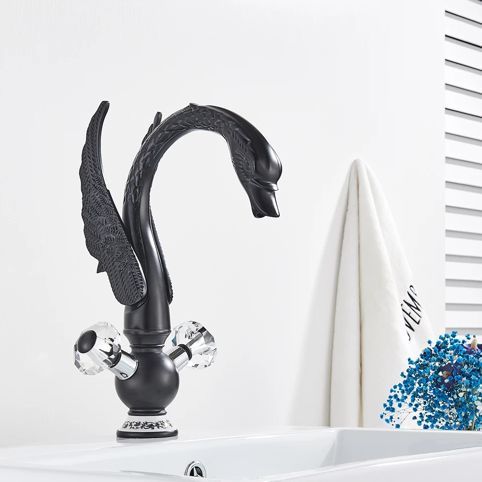 Swan Basin Faucet Deck Mounted Faucet Hot and Cold Water Mixer Tap