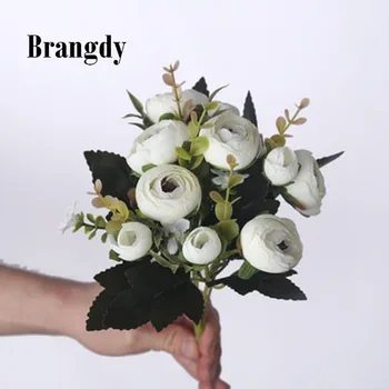 

European Vintage Artificial Silk Tea Rose Flowers Wedding Home Retro Fake Flower Party DIY Decoration