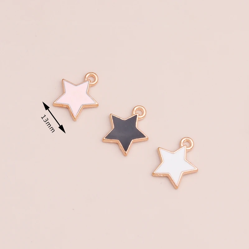 10pcs 13x13mm Enamel Stars Pendants Jewelry for Charms DIY Making Bracelets Crafting Earrings Necklaces Beads Accessories