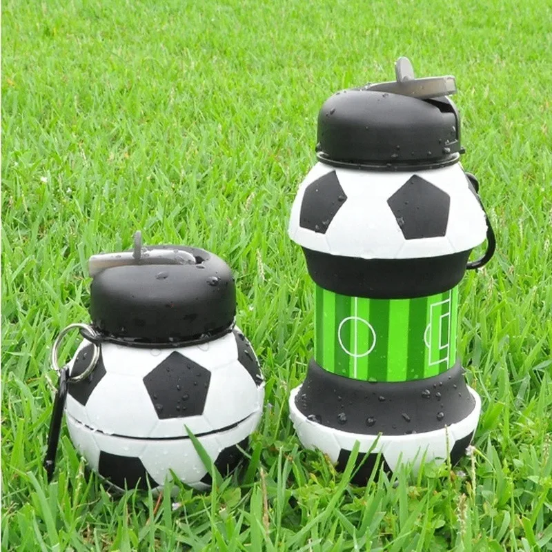 550 мл футбольный складной спортивный флакон для воды с соломинкой Силиконовый складной футбольный мяч чашка для путешествий на открытом воздухе Кемпинг велосипед