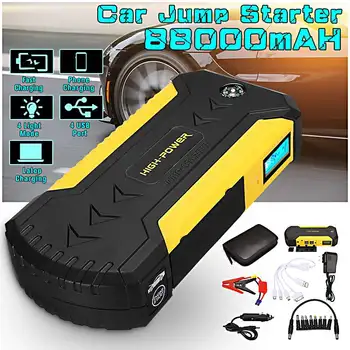 

89800 mAh Car Jump Starter Power Bank 12V 4 USB Auto Battery Charger Booster Emergency Starting Device with LED Light