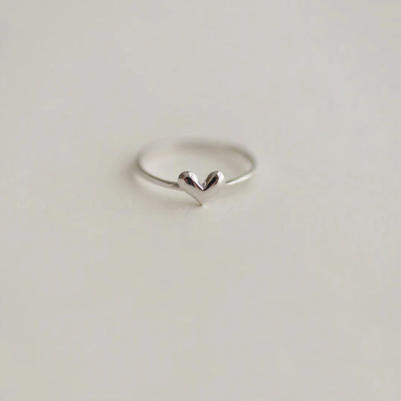 Серебряное тонкое открывающееся кольцо сердце простое милое регулируемое