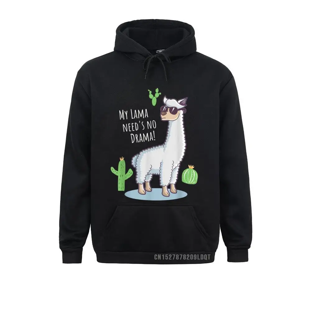 Hot Sale Man Sweatshirts Long Sleeve Llama Need's no Drama - Funny Lama Cactus Design T-Shirt__B11292 Hoodies Design Clothes Llama Need's no Drama - Funny Lama Cactus Design T-Shirt__B11292black
