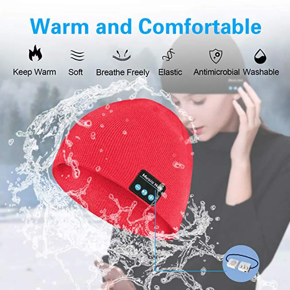 Bluetooth наушники музыкальная шапка зимние беспроводные гарнитура с микрофоном