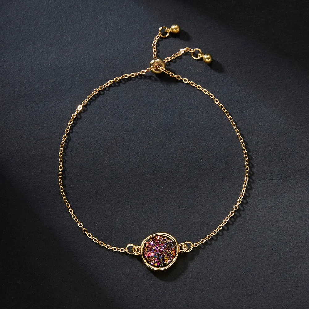 RINHOO браслеты с подвесками и браслеты простой круговой кластерный браслет красочные круглые каменные браслеты кристаллические браслеты ювелирные украшения подарок