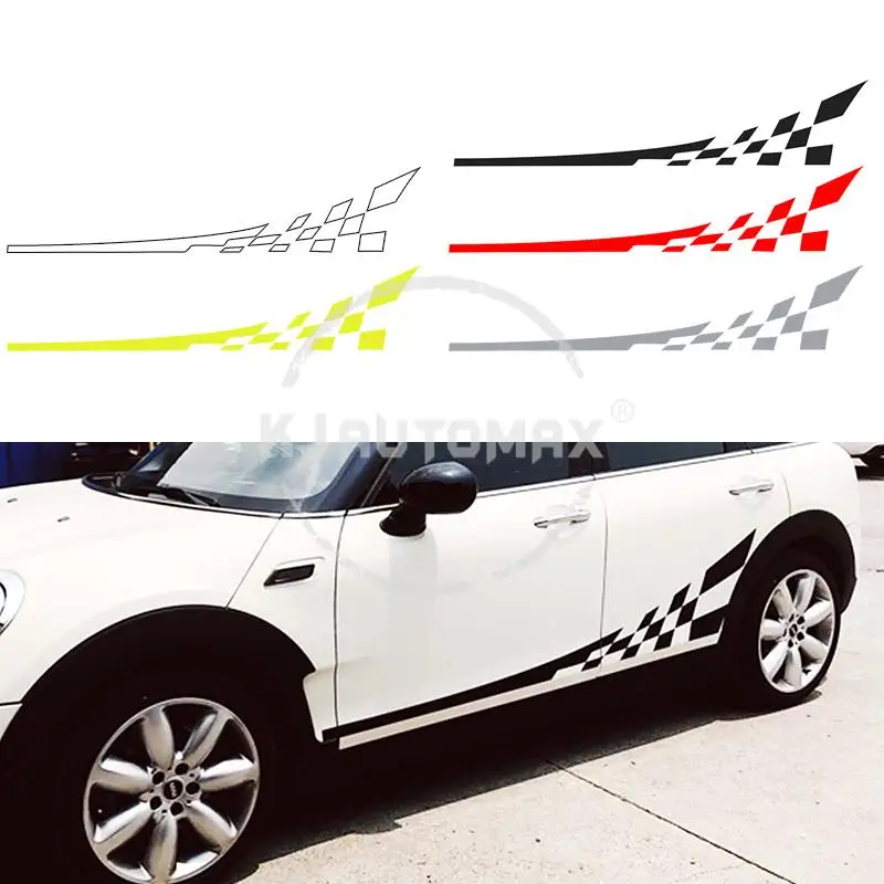 KJAUTOMAX для Mini Cooper R50 R53 R55 R56 R60 F55 F56 Наклейка Checker 5 цветов боковые гоночные полосы#01