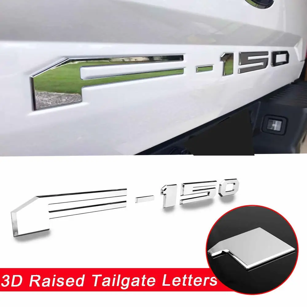 Chrome UTSAUTO Tailgate Insert Letters for Ford F150 2018-2020 with Adhesive 3D Raised Tailgate Decal Letters Tailgate Insert Decals Letters 