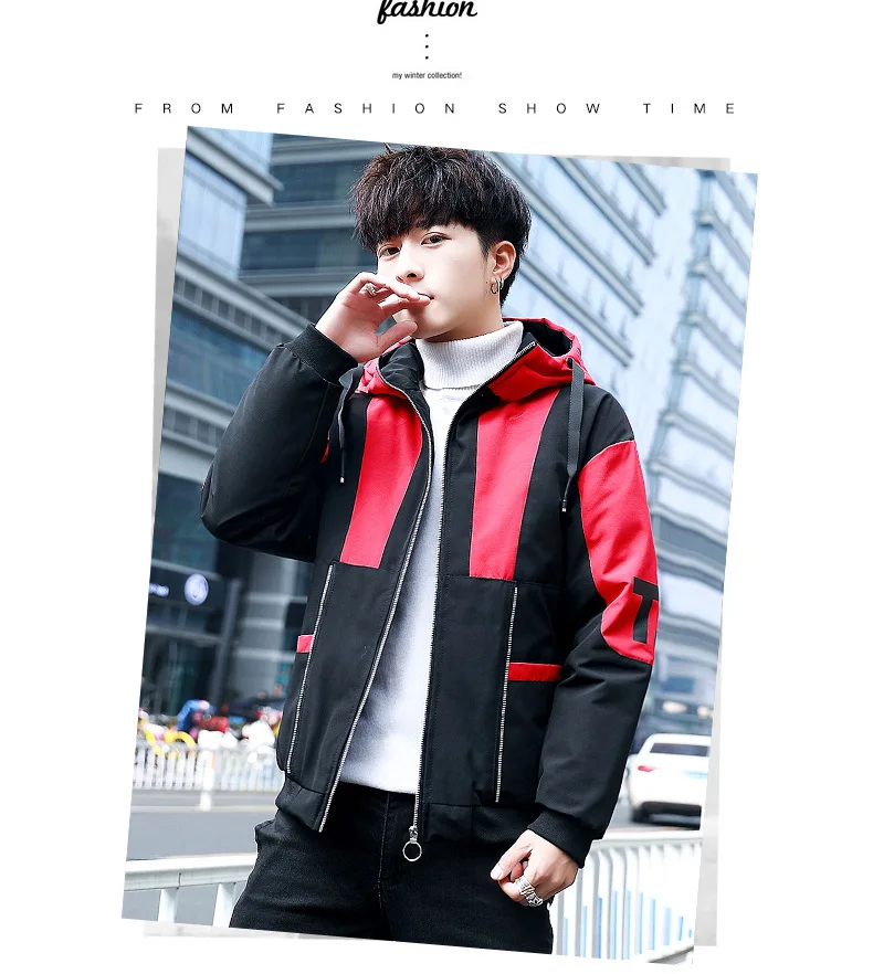 MEN'S Cotton-padded Coat Winter New Style Cotton-padded Jacket Korean-style Trend Junior High School Students Handsome down