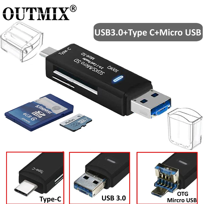 

USB 3.0 Hub SD Card Reader Micro USB Type C Card Reader Lector SD Memory Card Reader For Micro SD TF USB Type-C OTG Card Readers